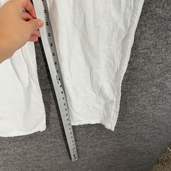 Unbranded Pants Women XL White High Rise Chino Flat Front Linen Drawstring - Picture 5 of 9